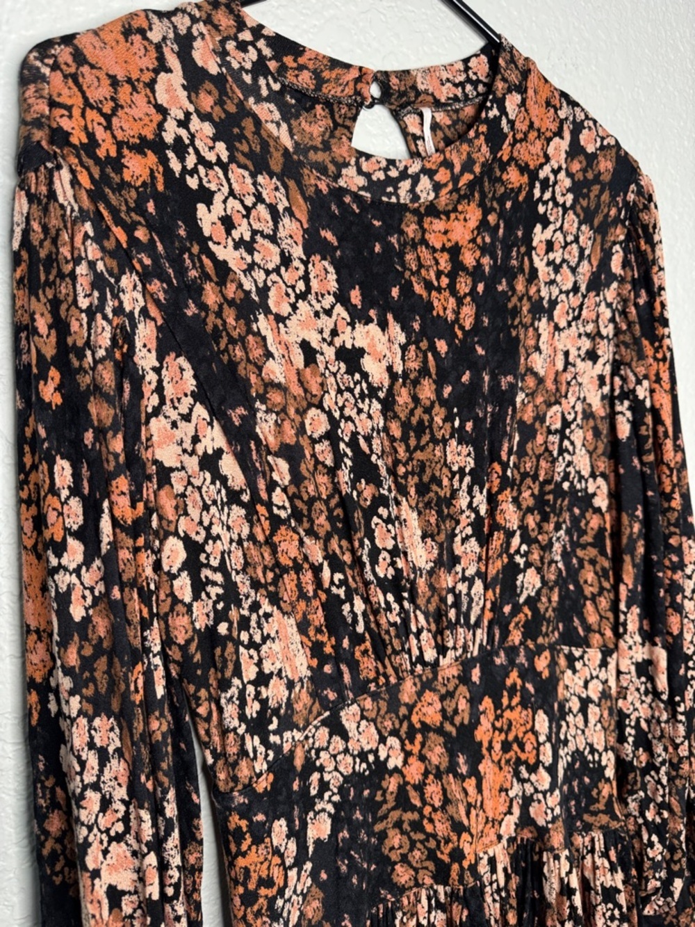 Free People Women's Heartbeats Floral Soft Jersey Mini Dress Small Long Sleeve - Picture 3 of 8